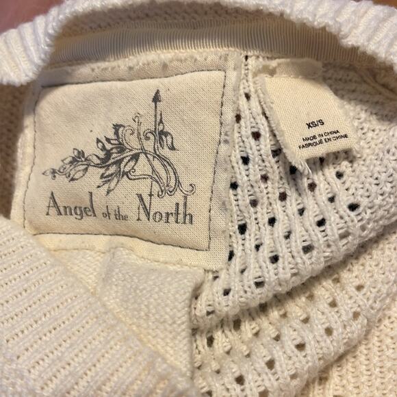 Anthropologie Angel of the North Nulia Circle Hem Poncho Sweater Cream Small - Picture 10 of 10